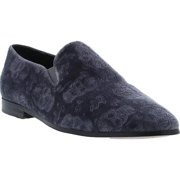 NEW Robert Graham Renegade Velvet Loafer!  8.5  Gray  Venetian Embossed Skulls Robert Graham Big & Tall Nori Embossed Skull Loafers in  main image 4